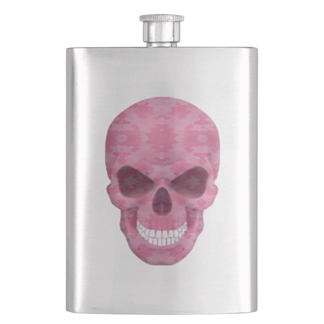 Petaca Flask de cráneo de camuflaje rosa (Anverso)