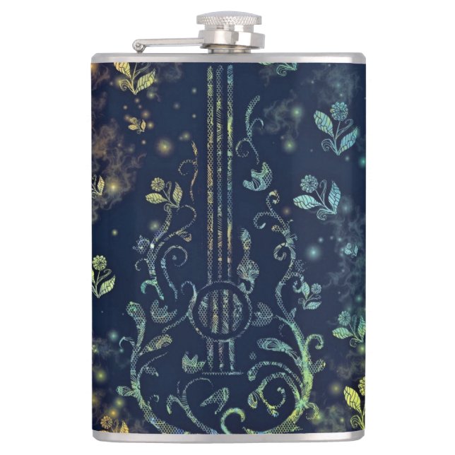 Petaca Flask de guitarra floral (Anverso)
