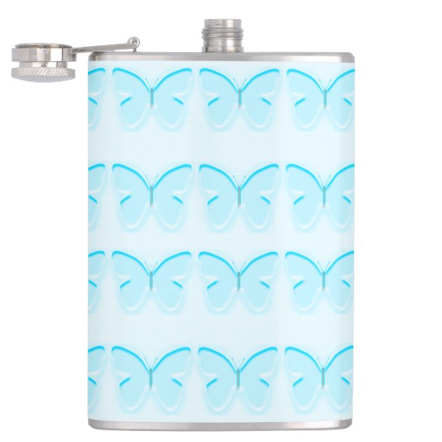 Petaca Flask de mariposas azules (Abierto)
