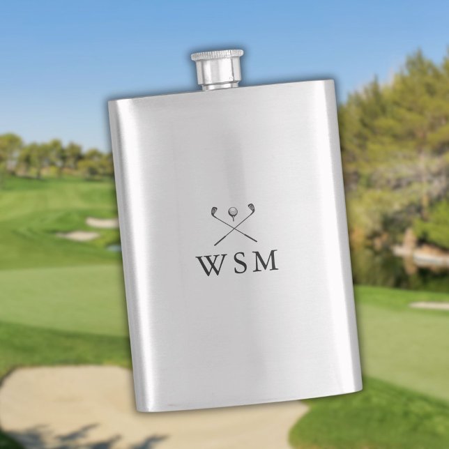 Petaca Flask de palos de golf con monograma personalizado (Modern Personalized Monogram Golf Clubs Flask)