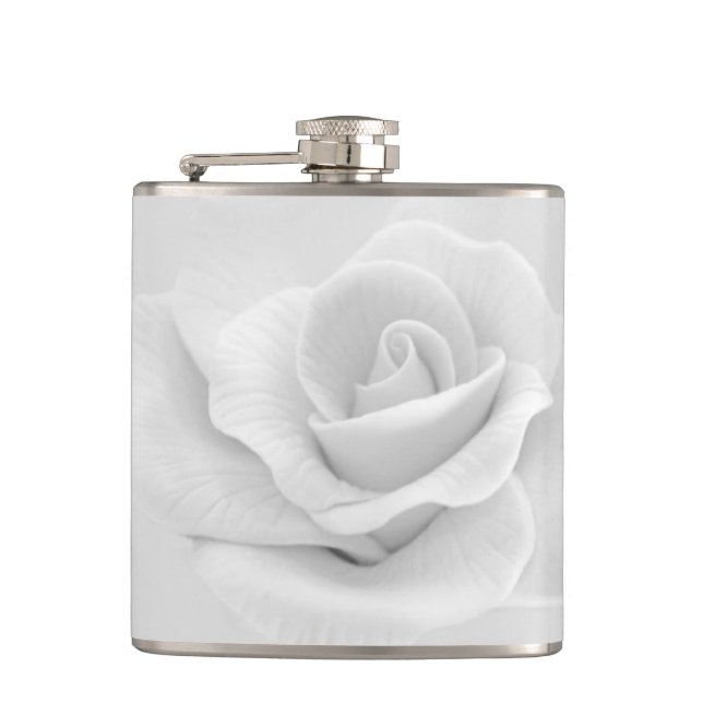 Petaca Flask de rosa blanca (Anverso)