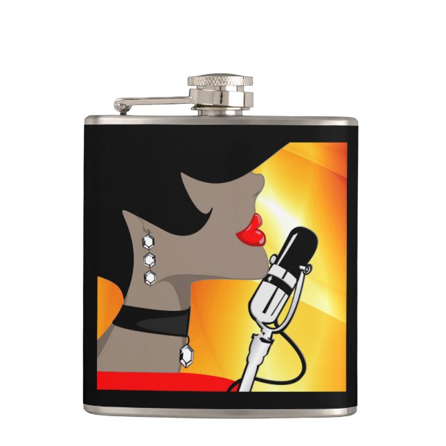 Petaca Flask de tema musical, cantante afroamericano, Nig (Anverso)