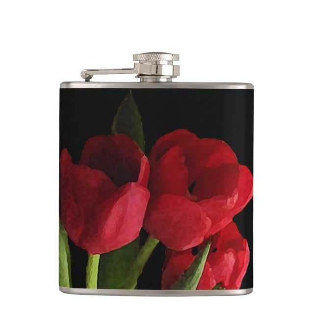 Petaca Flask de tulipanes rojos (Anverso)
