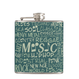 Petaca Flask de Word Collage de géneros de música