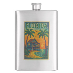 Petaca Flask Metalizado de arte de Florida