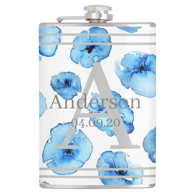 Petaca Flask - Paquetes azules personalizados (Anverso)