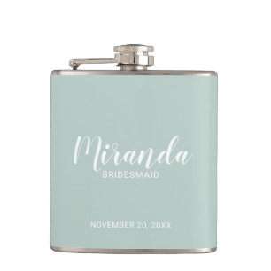 Petaca Flask personalizada de Bridesmaid con guión modern
