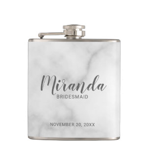 Petaca Flask personalizada de Bridesmaid con guión modern