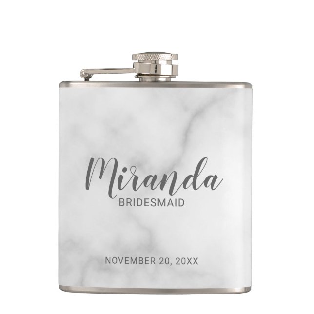 Petaca Flask personalizada de Bridesmaid con guión modern (Anverso)