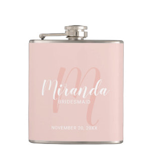Petaca Flask personalizada de Bridesmaid con guión modern