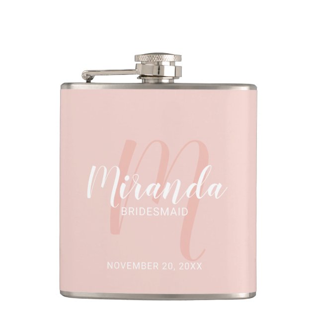 Petaca Flask personalizada de Bridesmaid con guión modern (Anverso)