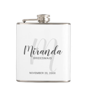 Petaca Flask personalizada de Bridesmaid con guión modern