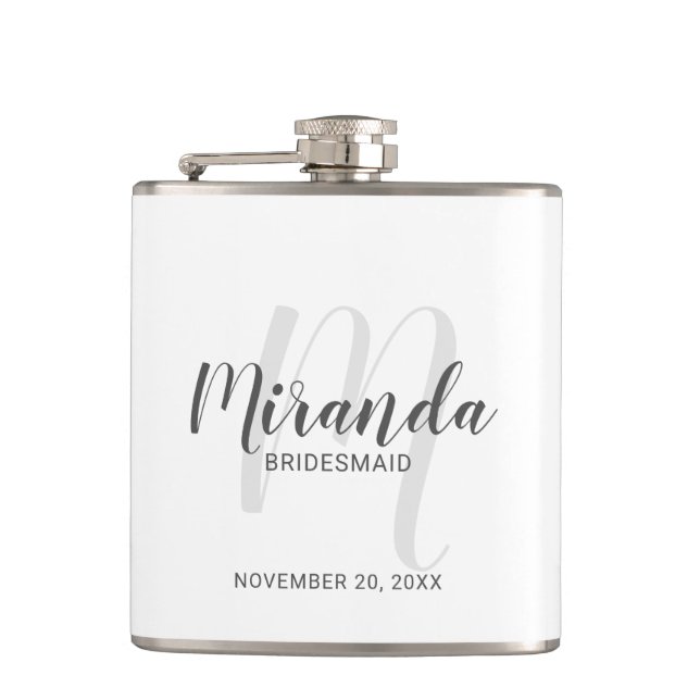 Petaca Flask personalizada de Bridesmaid con guión modern (Anverso)