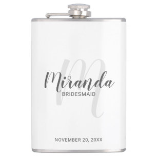 Petaca Flask personalizada de Bridesmaid con guión modern