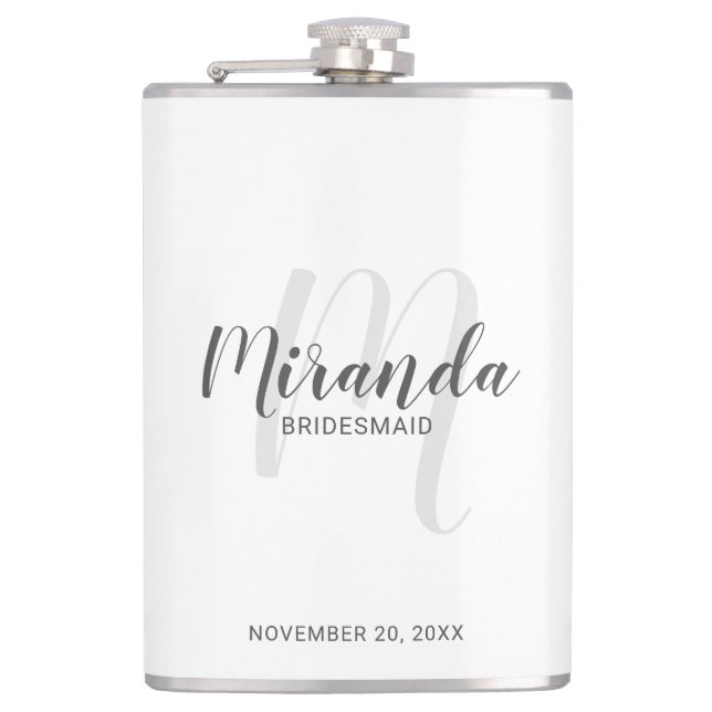 Petaca Flask personalizada de Bridesmaid con guión modern (Anverso)