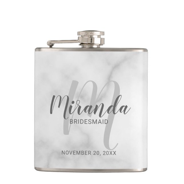 Petaca Flask personalizada de Bridesmaid con guión modern (Anverso)