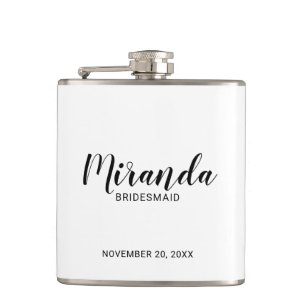 Petaca Flask personalizada de Bridesmaid con guión modern