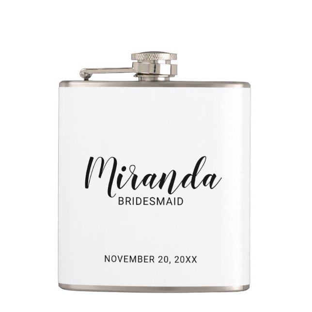 Petaca Flask personalizada de Bridesmaid con guión modern (Anverso)