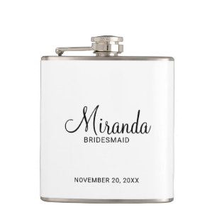 Petaca Flask personalizada de Bridesmaid con guión modern
