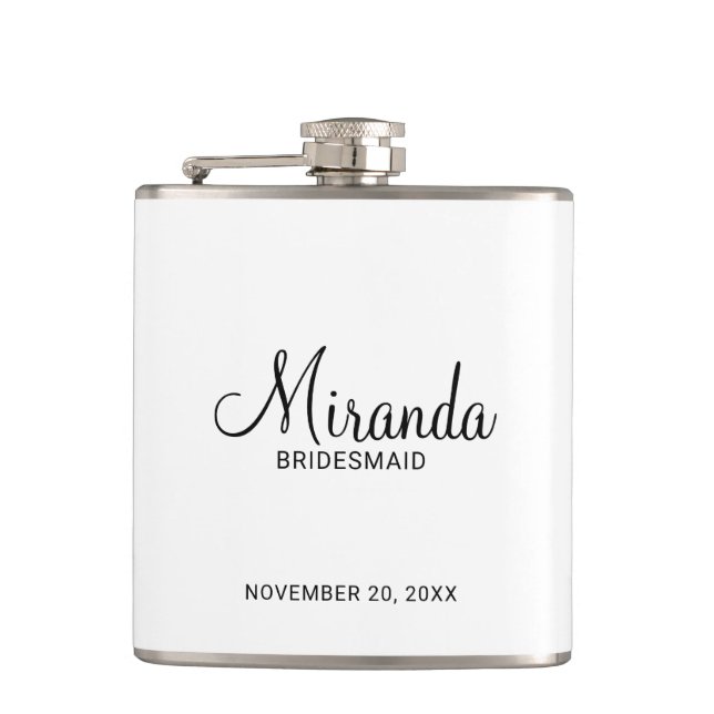 Petaca Flask personalizada de Bridesmaid con guión modern (Anverso)