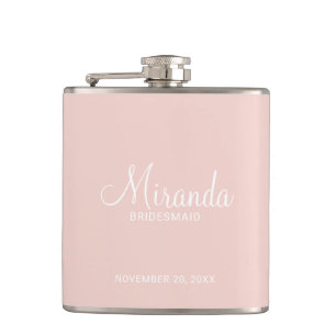 Petaca Flask personalizada de Bridesmaid con guión modern