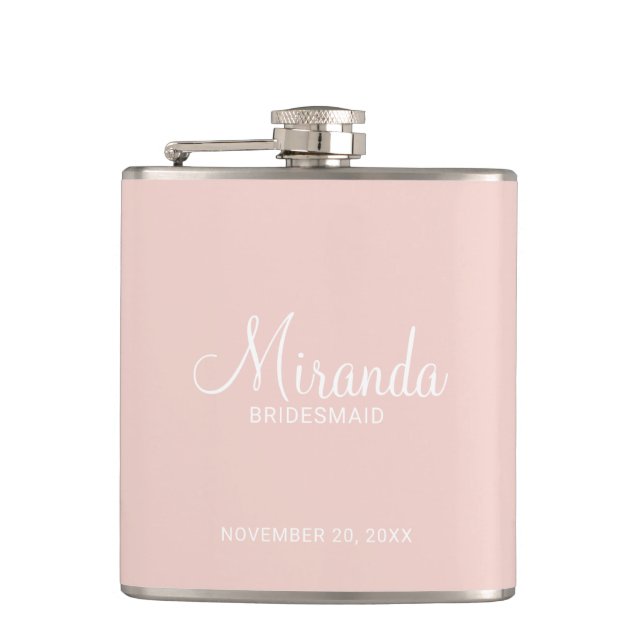 Petaca Flask personalizada de Bridesmaid con guión modern (Anverso)