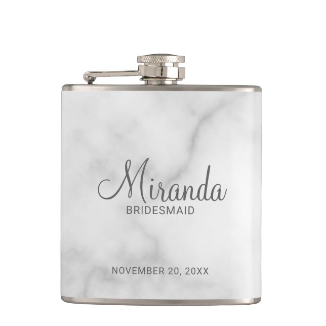 Petaca Flask personalizada de Bridesmaid con guión modern (Anverso)