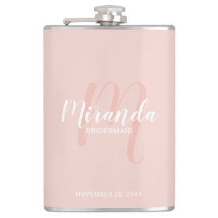 Petaca Flask personalizada de Bridesmaid con guión modern