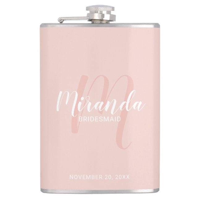 Petaca Flask personalizada de Bridesmaid con guión modern (Anverso)
