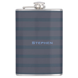 Petaca Flask Striped con nombre azul y ciruela de la Mari