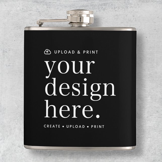 Petaca Flask Sube tu diseño 6oz (Possibilities are endless with this fully editable stylish black flask template.)