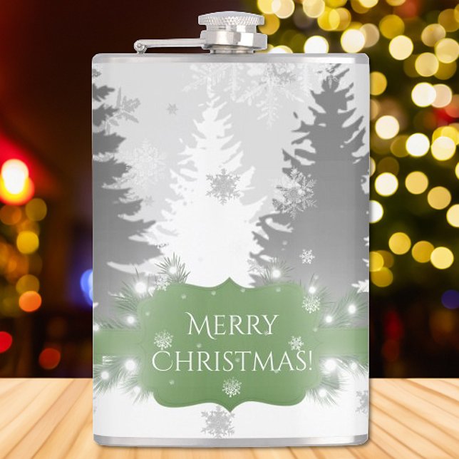 Petaca Flask Winter Wonderland - Verde (Green Winter Wonderland Flask)