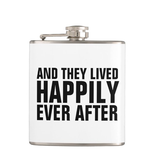 Petaca FLASKS, regalo de boda, FELIZ NUNCA DESPUÉS (Anverso)