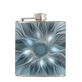 Petaca Flor abstracta alegre azul gris fractal floral