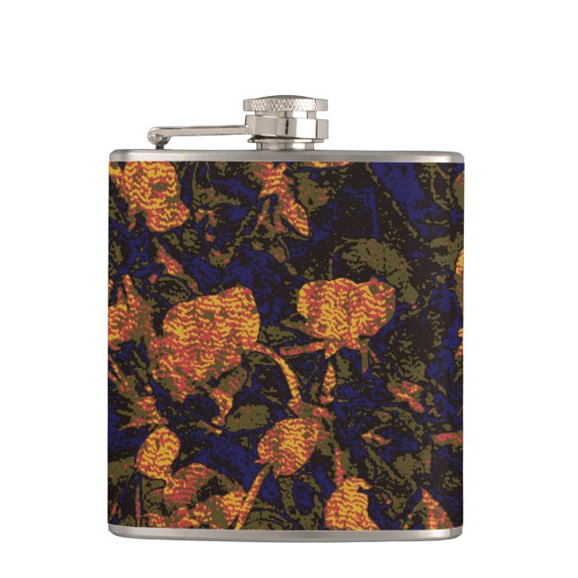 Petaca Flor anaranjada contra modelo del camuflaje de la (Anverso)