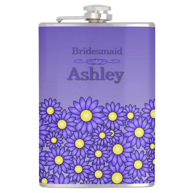 Petaca Flor azul Bridesmaid Flask (Anverso)