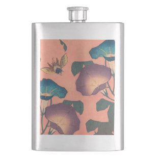 Petaca Flor de abeja rosa Arte Clásico Hokusai