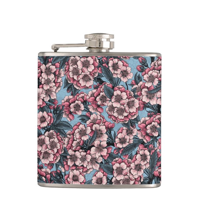 Petaca Flor de cerezo en rosa y azul (Anverso)