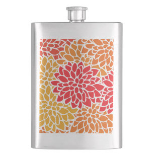 Petaca Flor de color rojo naranja veneciana de los años 6