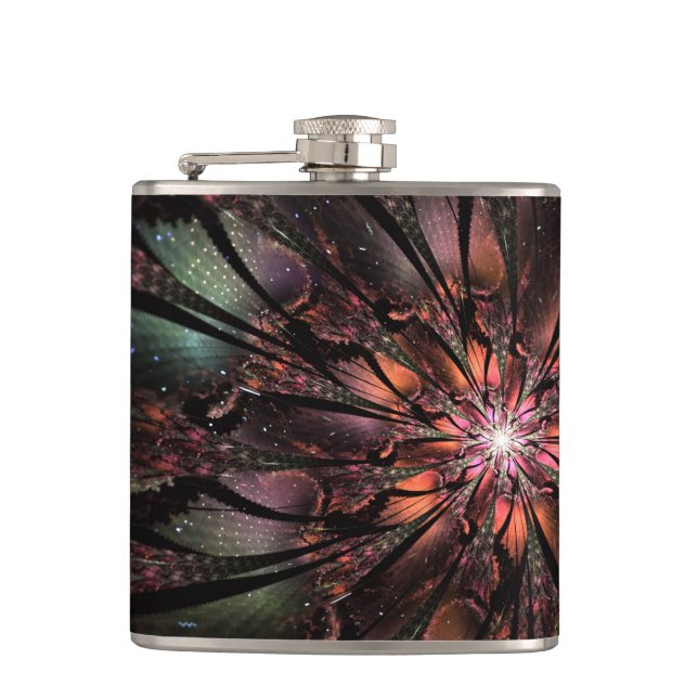 Petaca Flor de fantasía fractal suave y delicada (Anverso)