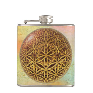 Petaca Flor de la vida / Blume des Lebes - oro de la reji