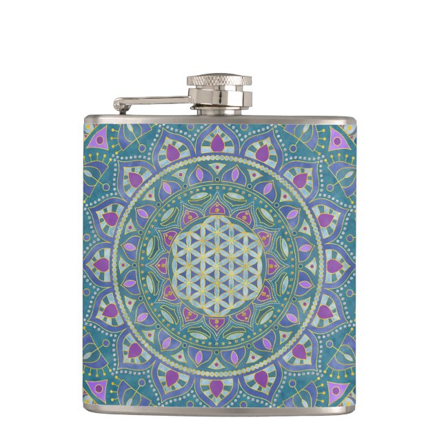 Petaca Flor de la Vida - Mandala Estilo India 1 (Anverso)