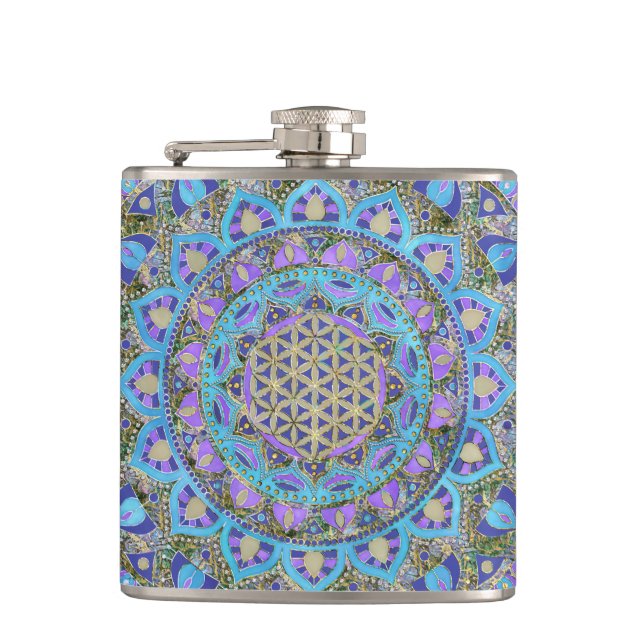 Petaca Flor de la Vida - Mandala Estilo India 2 (Anverso)