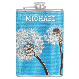 Petaca Flor de margarita azul personalizada
