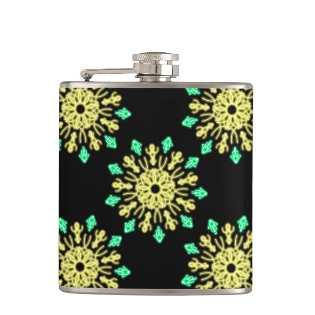 Petaca Flor de neón amarillo y verde (Anverso)