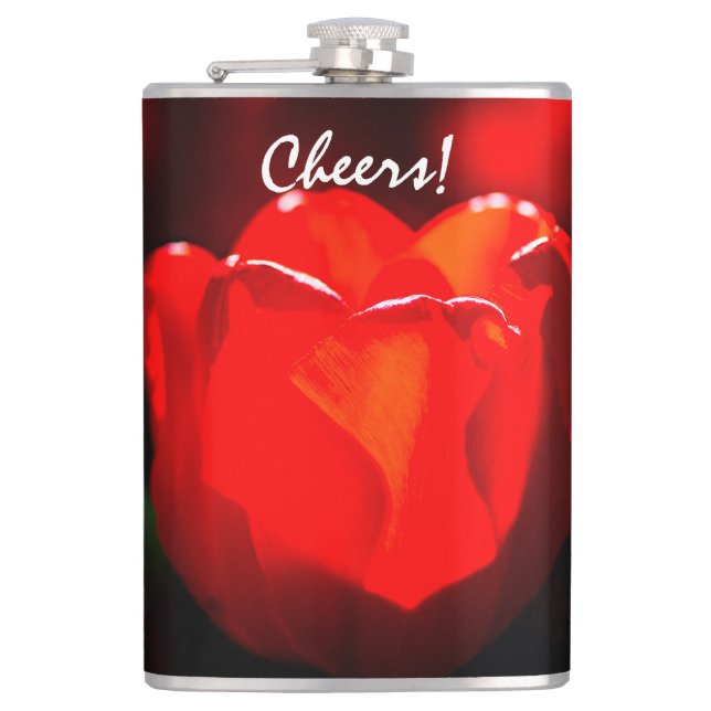 Petaca Flor de tulipán rojo - Fuego (Anverso)