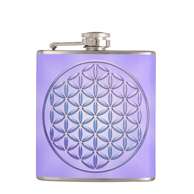 Petaca Flor de vida / Blume des Lebens - sello violeta (Anverso)