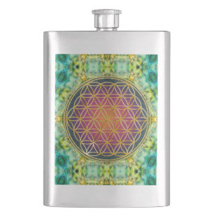 Petaca Flor de vida - oro - fractal 2