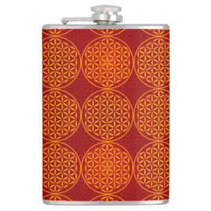 Petaca Flor de vida - patrón de sello - rojo naranja