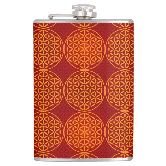 Petaca Flor de vida - patrón de sello - rojo naranja (Anverso)